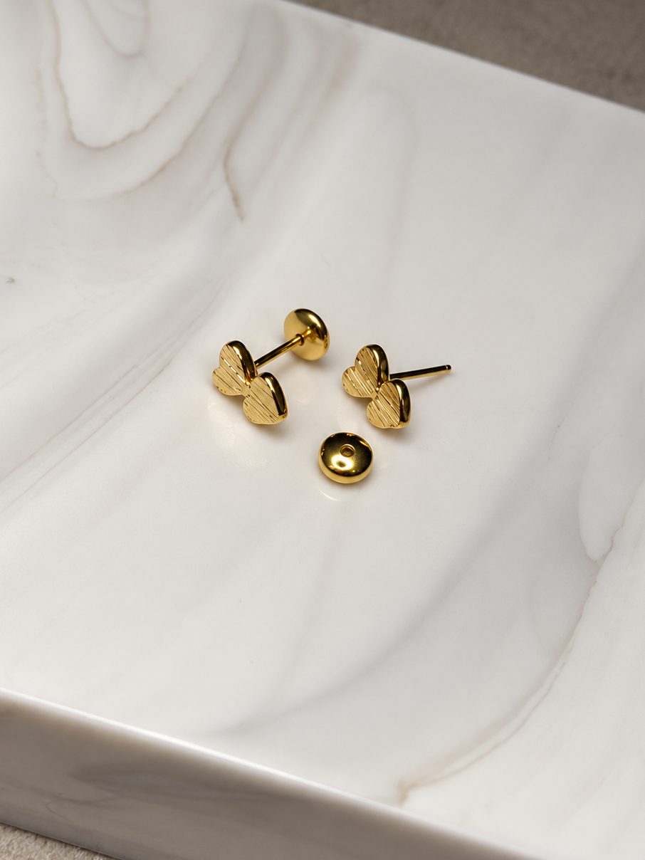 Aretes doble Corazón - Laminado en Oro 18k