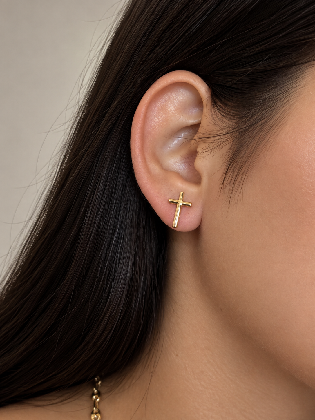 Aretes de cruz - Laminado en Oro 18k
