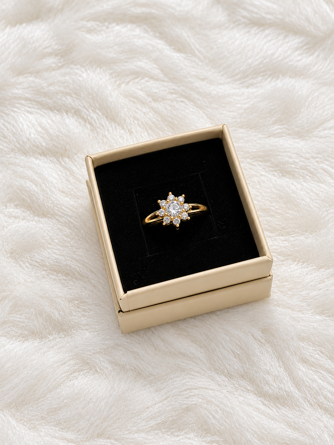 Anillo Girasol - Baño de Oro