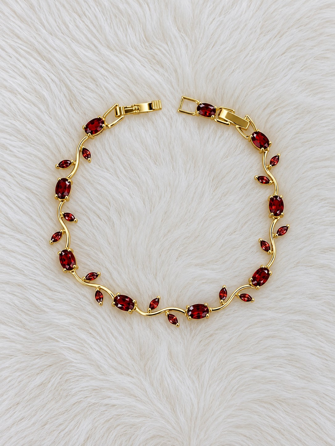Pulsera de Tulipanes Rojos - Baño de Oro