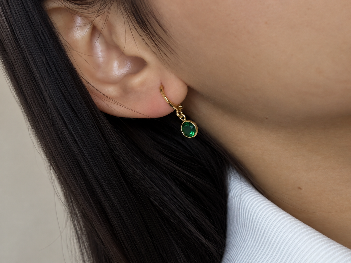 Aretes Esmeralda – Laminados en Oro 18k