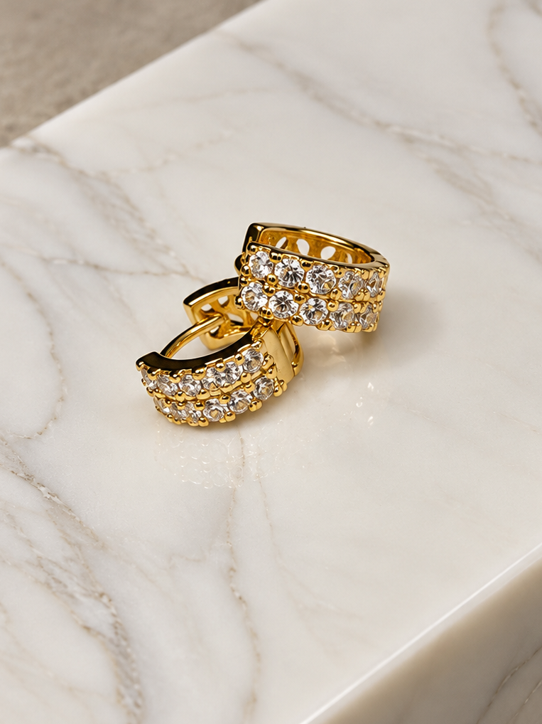 Aretes Brillo Dorado - Laminado en Oro 18k