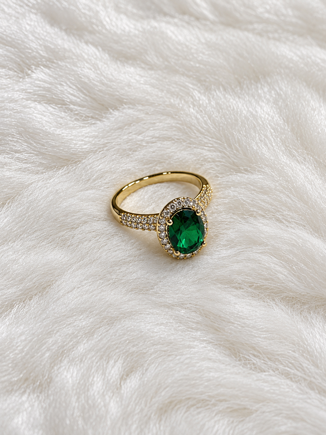 Anillo Piedra Verde - Baño de Oro
