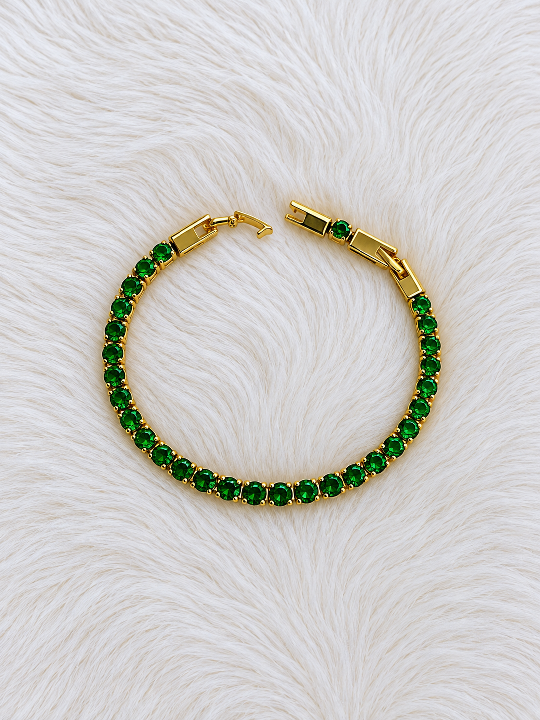 Pulsera Verde Esmeralda - Baño de Oro