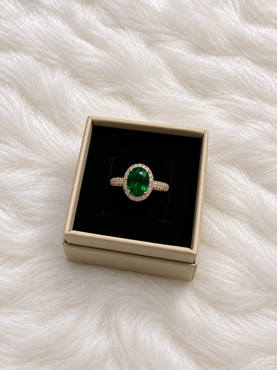 Anillo Piedra Verde - Baño de Oro