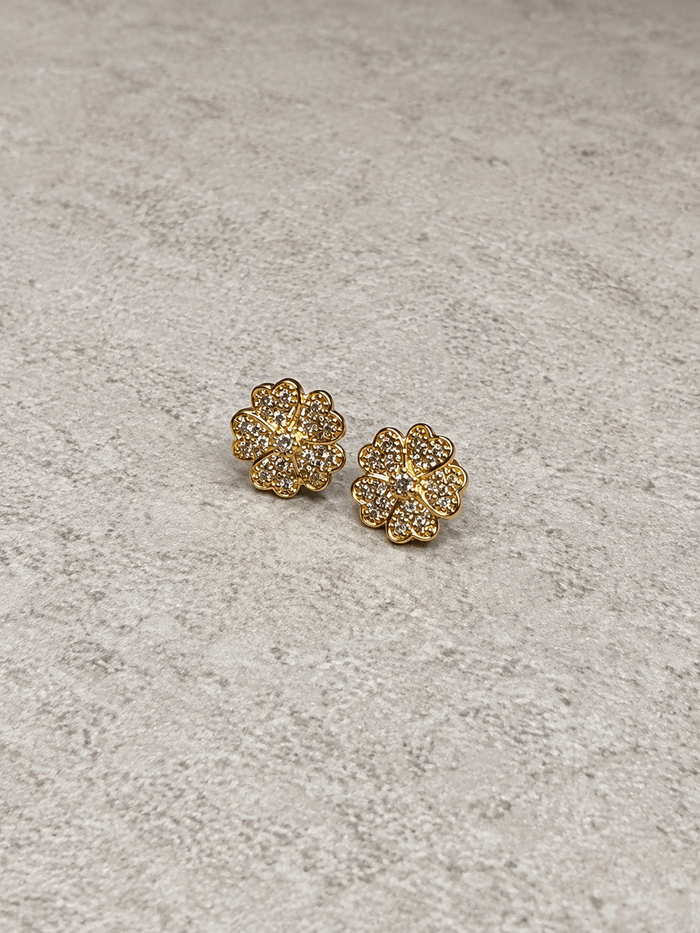 Aretes Flor de Cristal - Laminado en Oro 18k