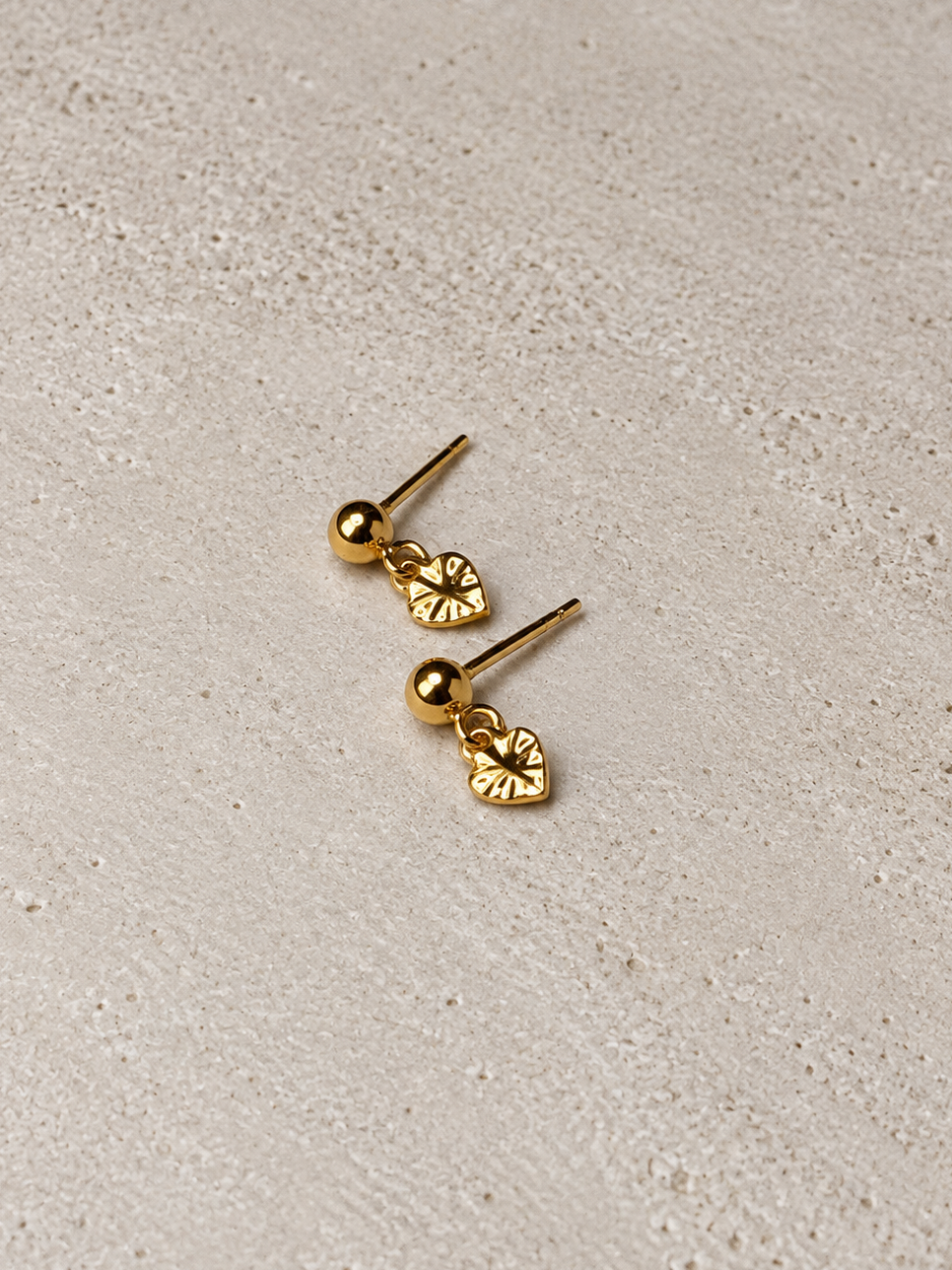 Aretes Corazón Sol - Laminado en Oro 18k