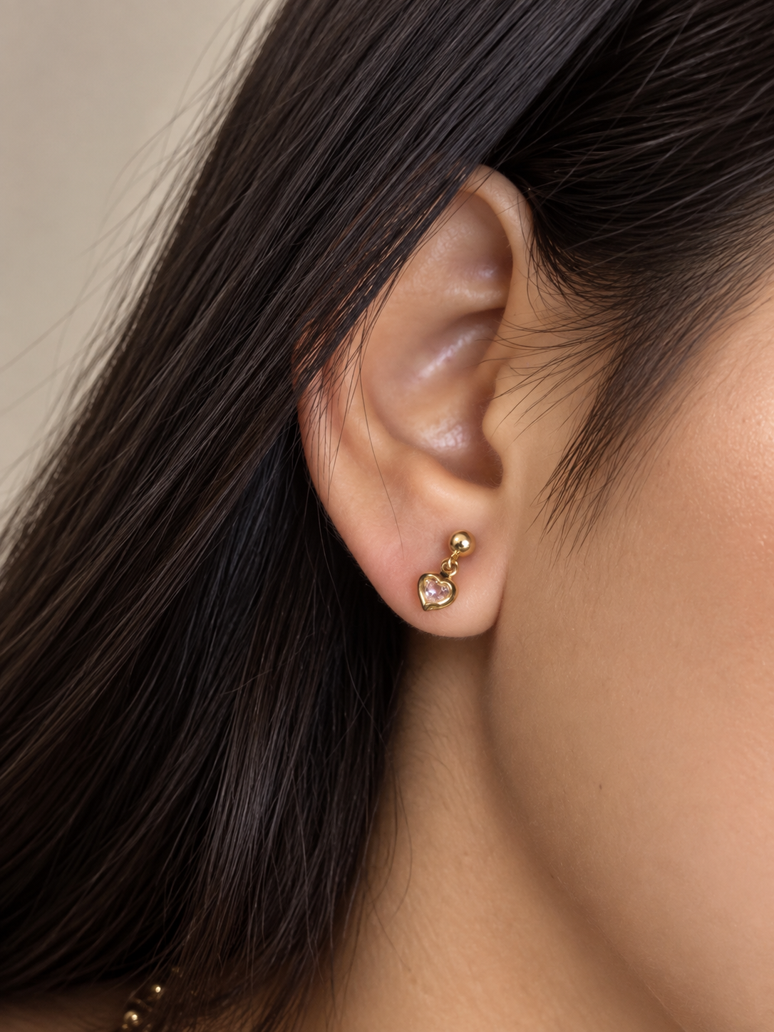 Aretes Corazón Brillante - Laminado en Oro 18k