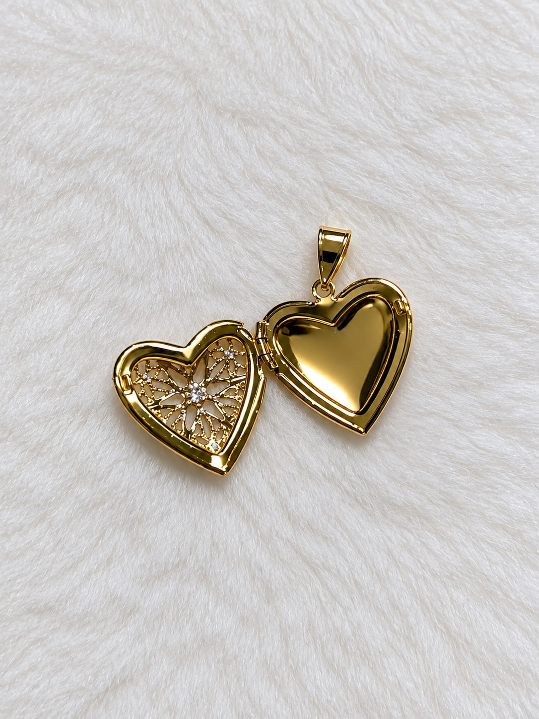 Dije Corazón Portafoto - Baño de Oro