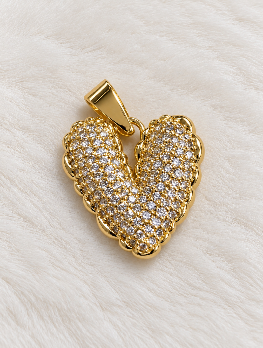 Dije de Corazón Brillante - Baño de Oro
