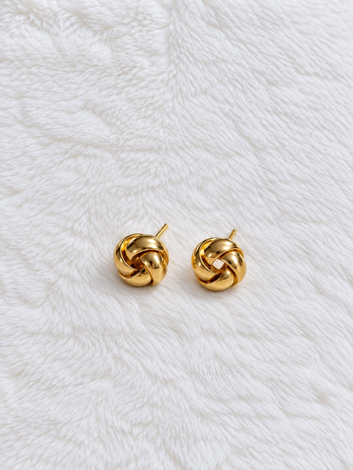 Aretes Nudo Grande - Baño de Oro
