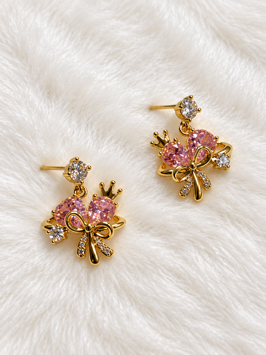 Aretes Reyna de Corazón - Baño de Oro