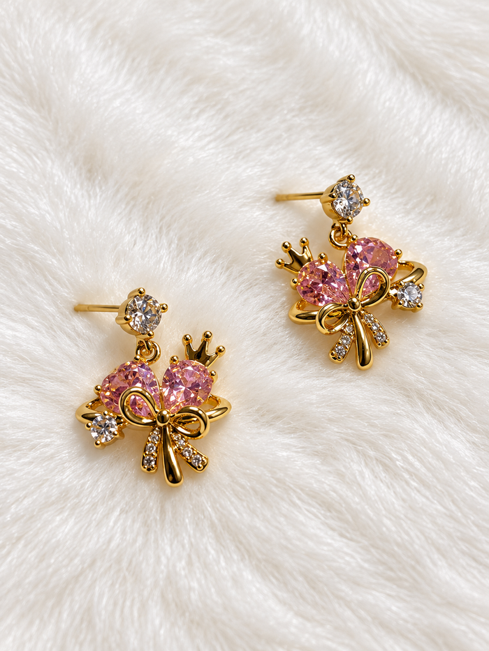 Aretes Reyna de Corazón - Baño de Oro