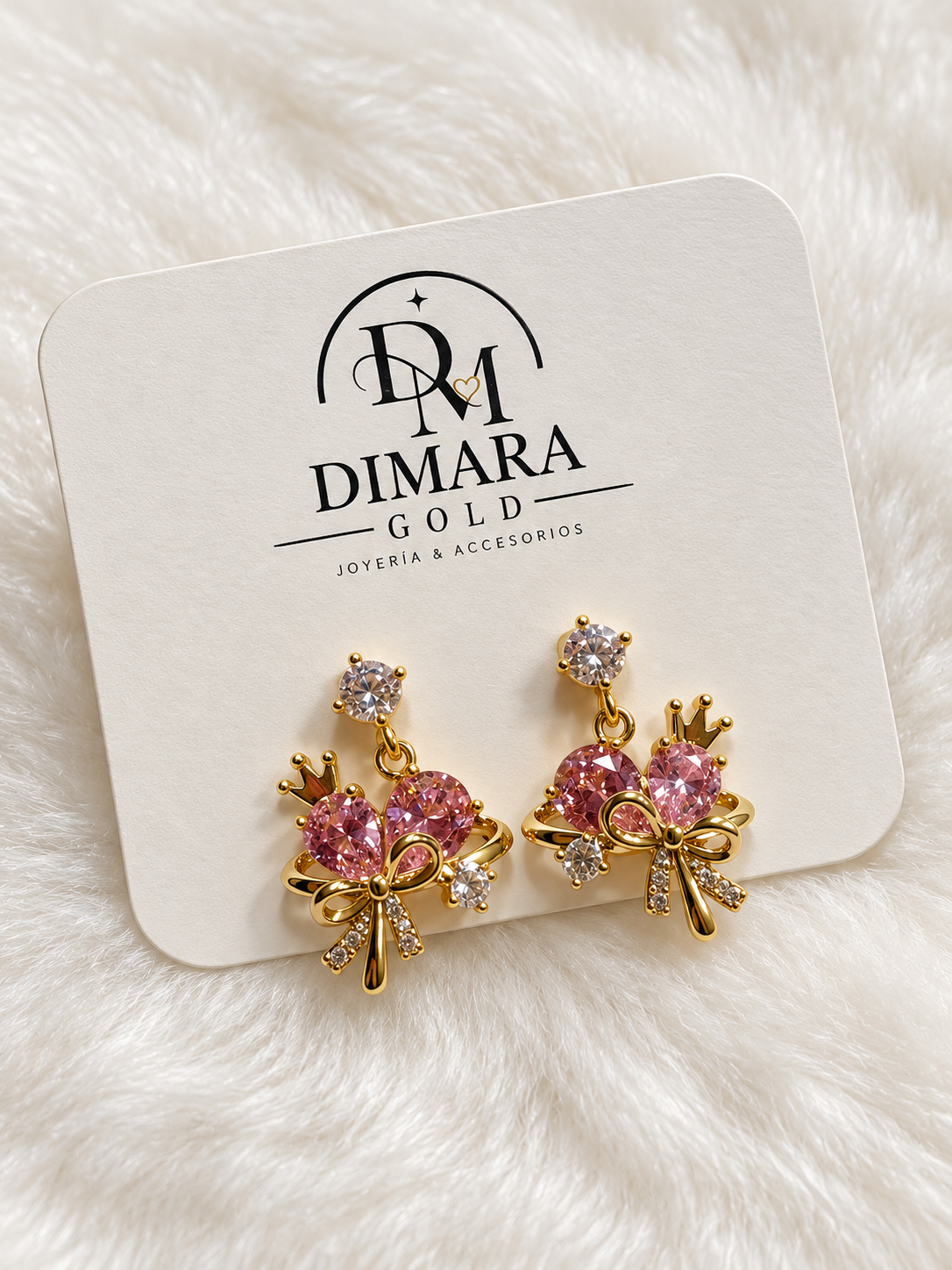 Aretes Reyna de Corazón - Baño de Oro