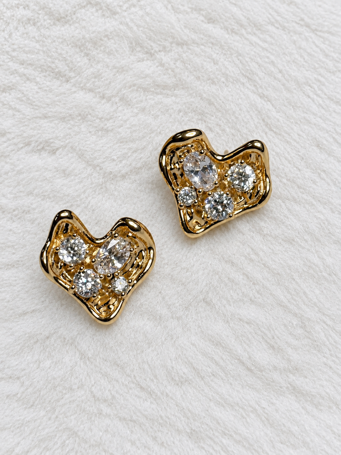 Aretes de Corazón - Baño de Oro